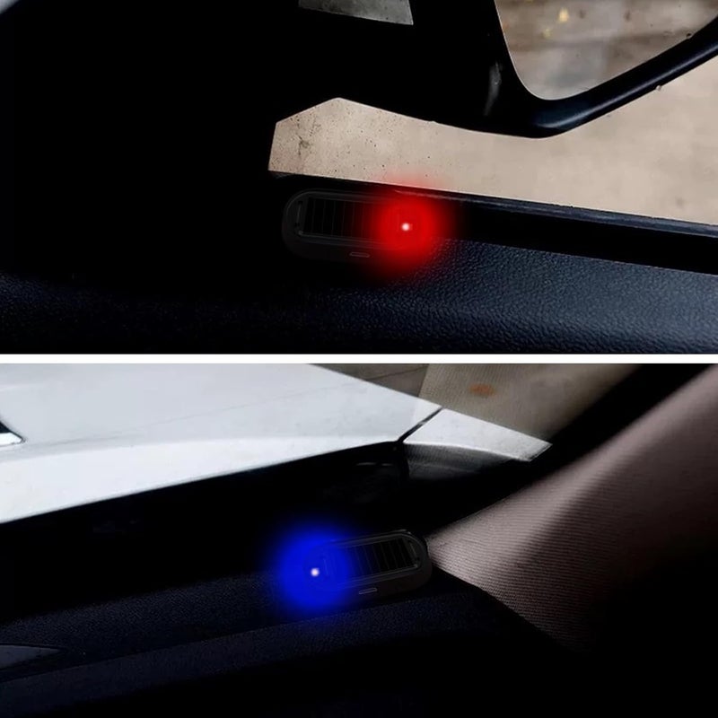 Shudyear Car Solar Power Simulated Dummy Alarm，New Model&Brighter & Clearer，Anti-Theft LED Flashing Security Light Fake lamp with USB Charger Port，2PCS (Red & Blue) - Image 5